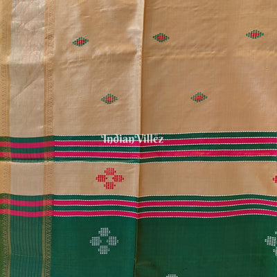 Rama Green with Chandan Color Handwoven Soft Silk Saree