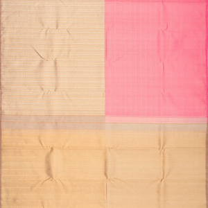 Sandal & Pink Handloom Kanchipuram Half & Half Silk Saree