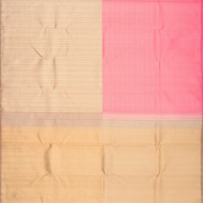 Sandal & Pink Handloom Kanchipuram Half & Half Silk Saree
