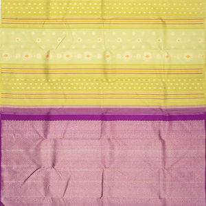 Pista Green Handloom Kanchipuram Silk Saree With Meena Floral Motifs