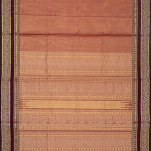 Dusty Pink Tissue Handloom Silk Cotton Saree With Zari Stripes