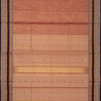 Dusty Pink Tissue Handloom Silk Cotton Saree With Zari Stripes