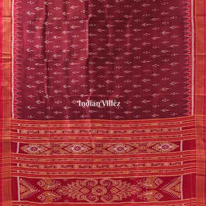 Maroon Red Mayur Chandrika Odisha Ikat Khandua Silk Saree