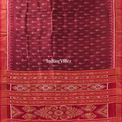 Maroon Red Mayur Chandrika Odisha Ikat Khandua Silk Saree