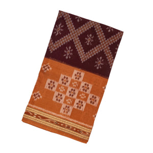 Maroon Handloom Orissa Cotton Saree With Beige Border