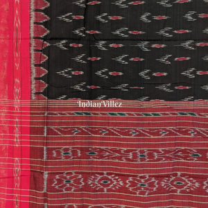 Black Mayur Chandrika Maniabandha Cotton Saree