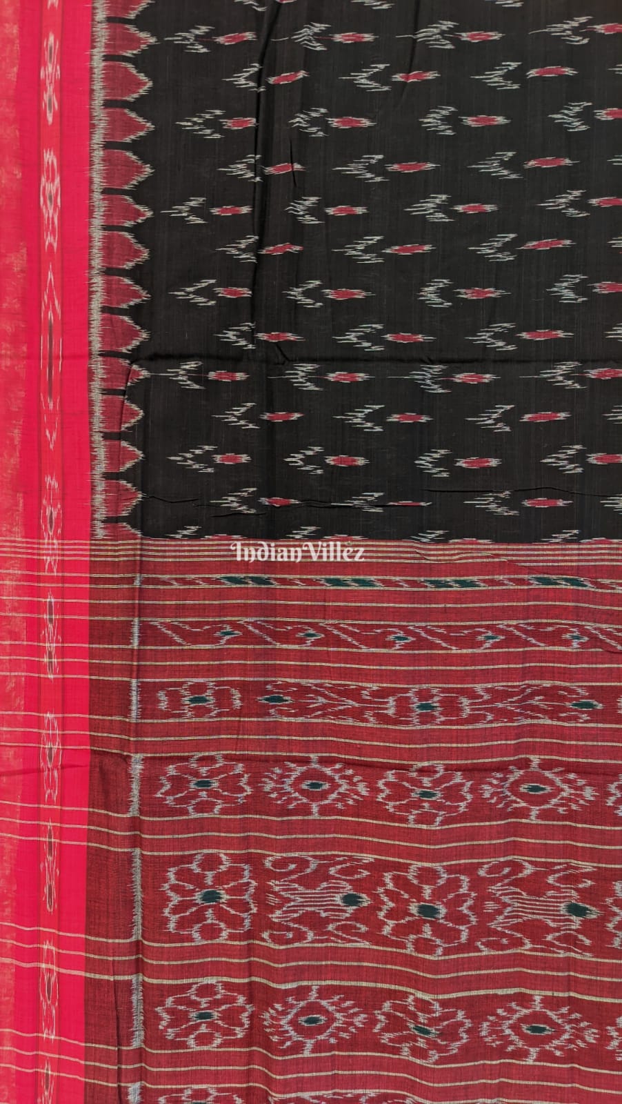 Black Mayur Chandrika Maniabandha Cotton Saree