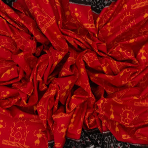 Red Handloom Orissa Cotton Saree With Tie & Dye Flower Motifs