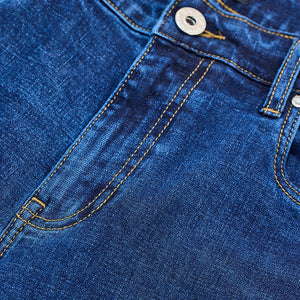 Dark Blue Distressed Regular Fit Jeans
