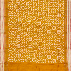 Oil Mustard Handloom Tussar Silk Saree Printed With Floral Motifs