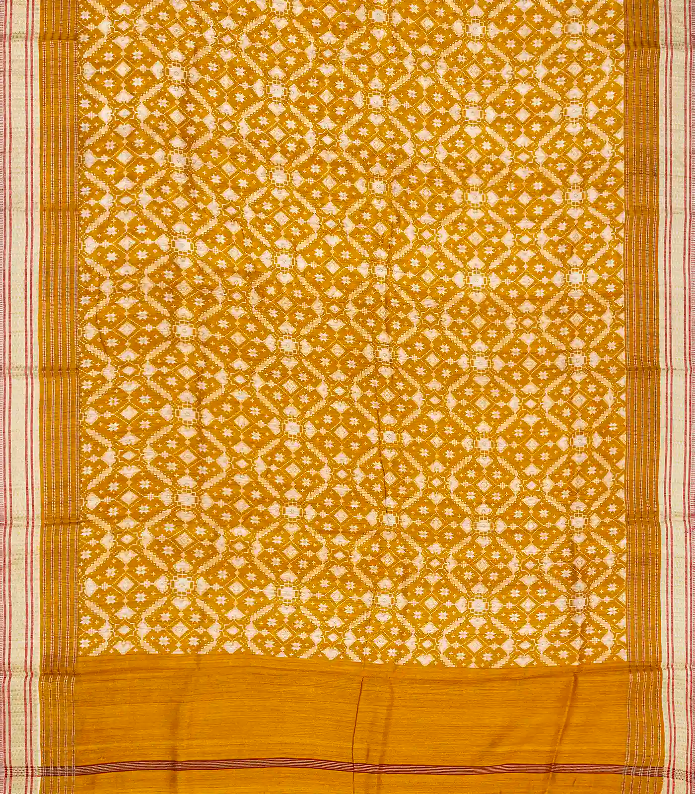 Oil Mustard Handloom Tussar Silk Saree Printed With Floral Motifs