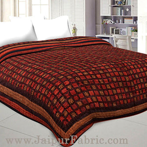 Double Bed Quilt Check & Dabu Cotton (Multicolour)
