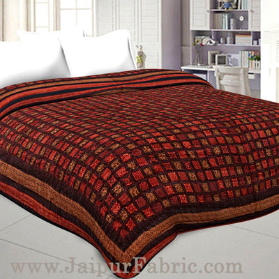 Double Bed Quilt Check & Dabu Cotton (Multicolour)