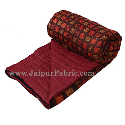 Double Bed Quilt Check & Dabu Cotton (Multicolour)