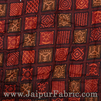 Double Bed Quilt Check & Dabu Cotton (Multicolour)