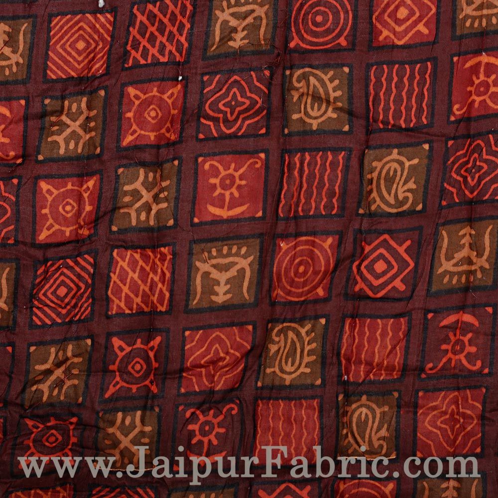 Double Bed Quilt Check & Dabu Cotton (Multicolour)