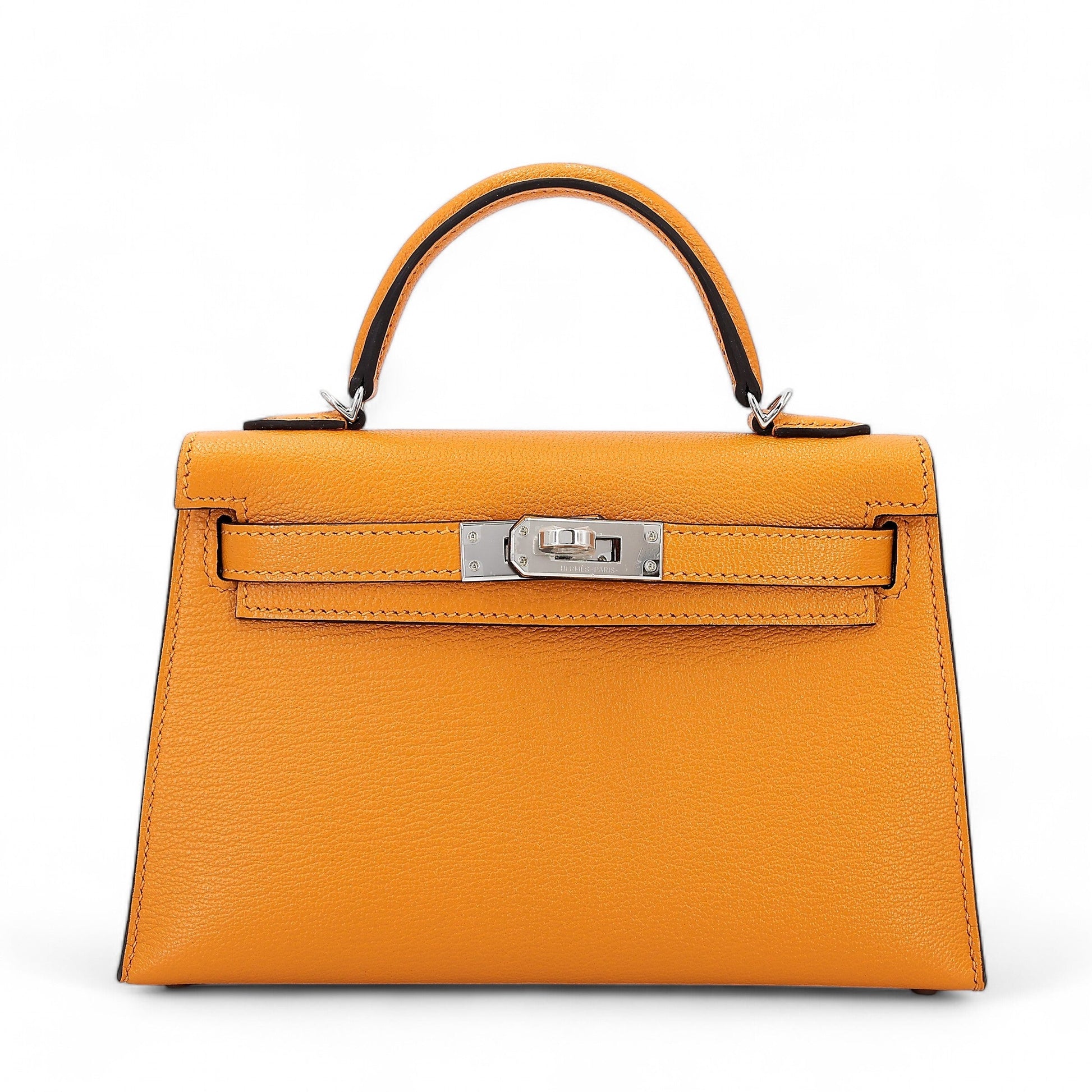 HERMÈS Mini Kelly II Moutarde (9U) Chevre Palladium hardware