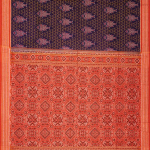 Violet Handloom Orissa Cotton Saree With Tie & Dye Fish Motifs