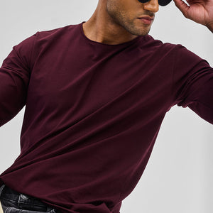 Maroon Stretch Full Sleeve T-Shirt