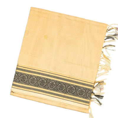 Cream Handloom Silk Cotton Saree With Elephant Buttas