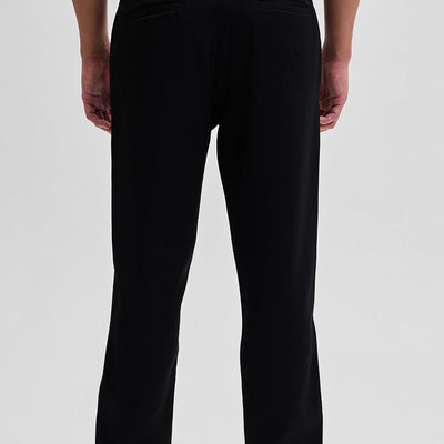 Black Self-Design Slim Fit Trousers