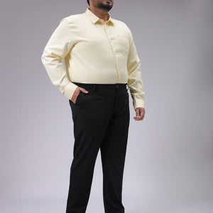 Men's Plus Size Yellow Regular Fit Solid Formal Shirt