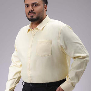 Men's Plus Size Yellow Regular Fit Solid Formal Shirt