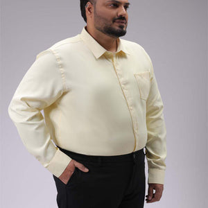 Men's Plus Size Yellow Regular Fit Solid Formal Shirt