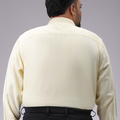 Men's Plus Size Yellow Regular Fit Solid Formal Shirt