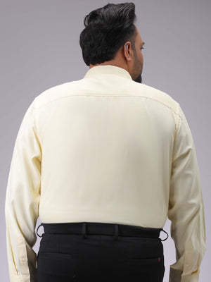 Men's Plus Size Yellow Regular Fit Solid Formal Shirt