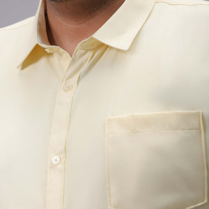 Men's Plus Size Yellow Regular Fit Solid Formal Shirt