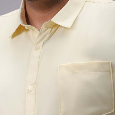 Men's Plus Size Yellow Regular Fit Solid Formal Shirt