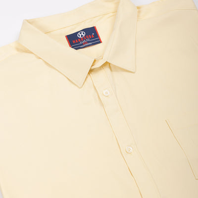 Men's Plus Size Yellow Regular Fit Solid Formal Shirt