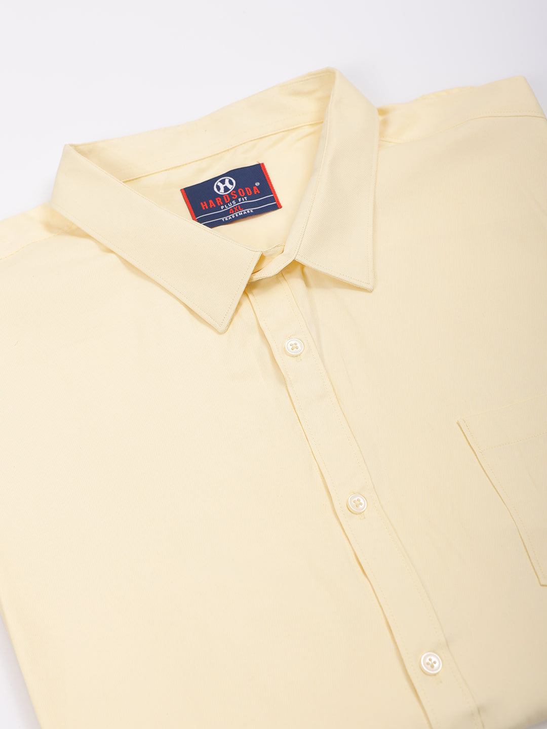 Men's Plus Size Yellow Regular Fit Solid Formal Shirt