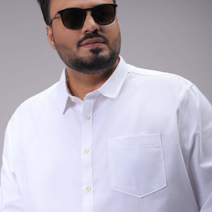 Men's Plus Size White Regular Fit Solid Formal Shirt