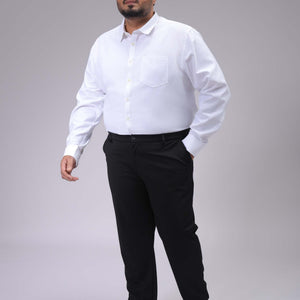 Men's Plus Size White Regular Fit Solid Formal Shirt