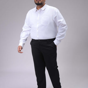 Men's Plus Size White Regular Fit Solid Formal Shirt