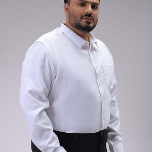 Men's Plus Size White Regular Fit Solid Formal Shirt