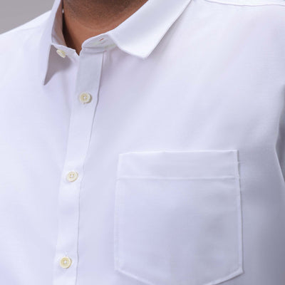 Men's Plus Size White Regular Fit Solid Formal Shirt