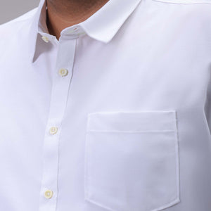 Men's Plus Size White Regular Fit Solid Formal Shirt