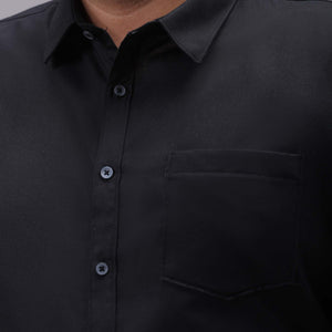 Men's Plus Size Black Regular Fit Solid Formal Shirt