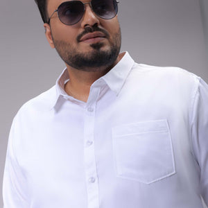 Men's Plus Size White Regular Fit Solid Formal Shirt