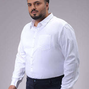 Men's Plus Size White Regular Fit Solid Formal Shirt