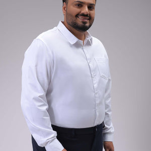 Men's Plus Size White Regular Fit Solid Formal Shirt