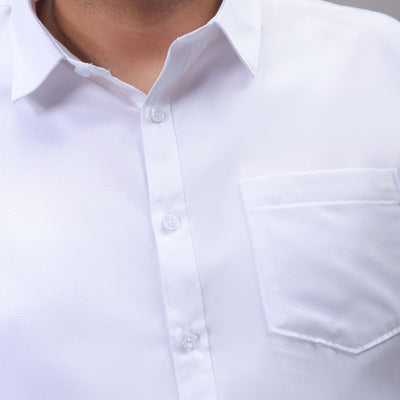 Men's Plus Size White Regular Fit Solid Formal Shirt
