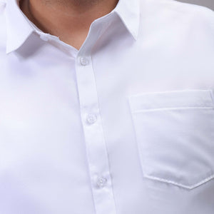 Men's Plus Size White Regular Fit Solid Formal Shirt
