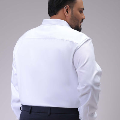 Men's Plus Size White Regular Fit Solid Formal Shirt