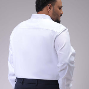 Men's Plus Size White Regular Fit Solid Formal Shirt
