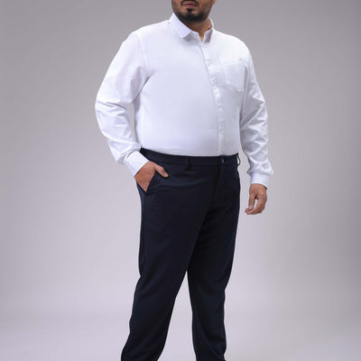 Men's Plus Size White Regular Fit Solid Formal Shirt