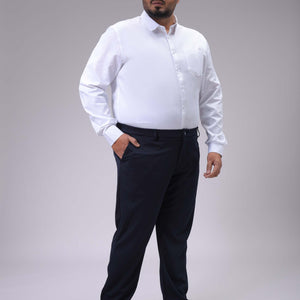 Men's Plus Size White Regular Fit Solid Formal Shirt